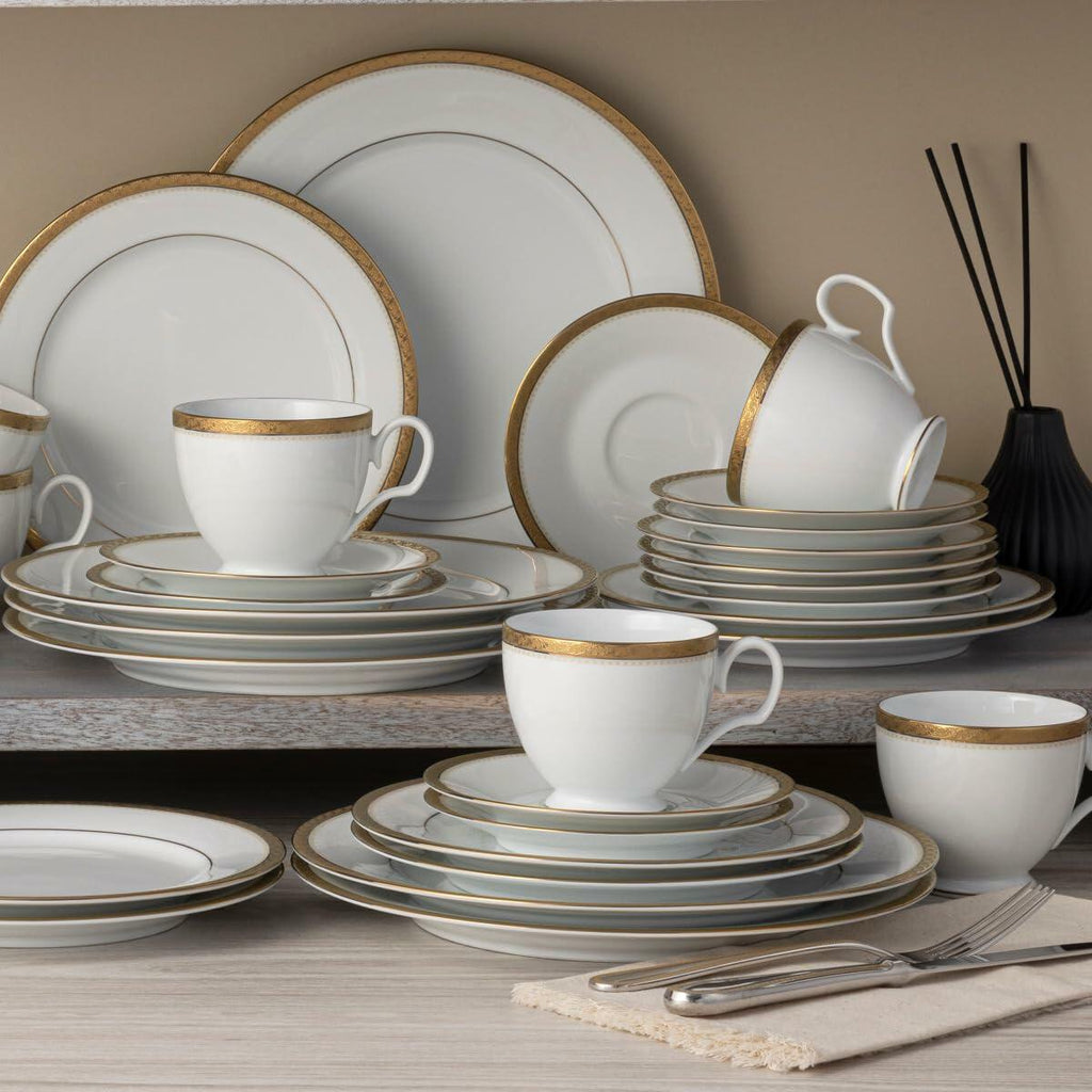 Noritake Charlotta Gold 60-Piece Value Set, Service for 12 in White