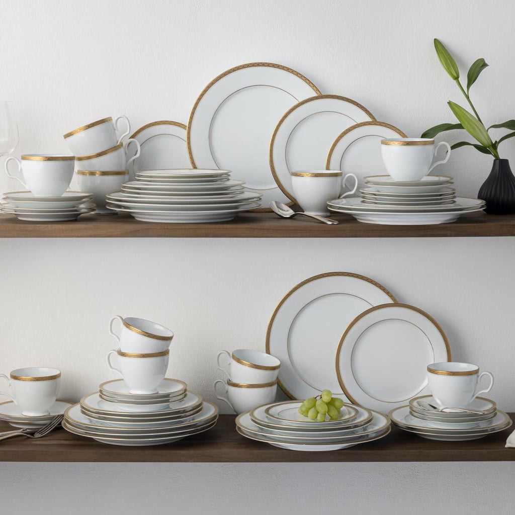 Noritake Charlotta Gold 60-Piece Value Set, Service for 12 in White
