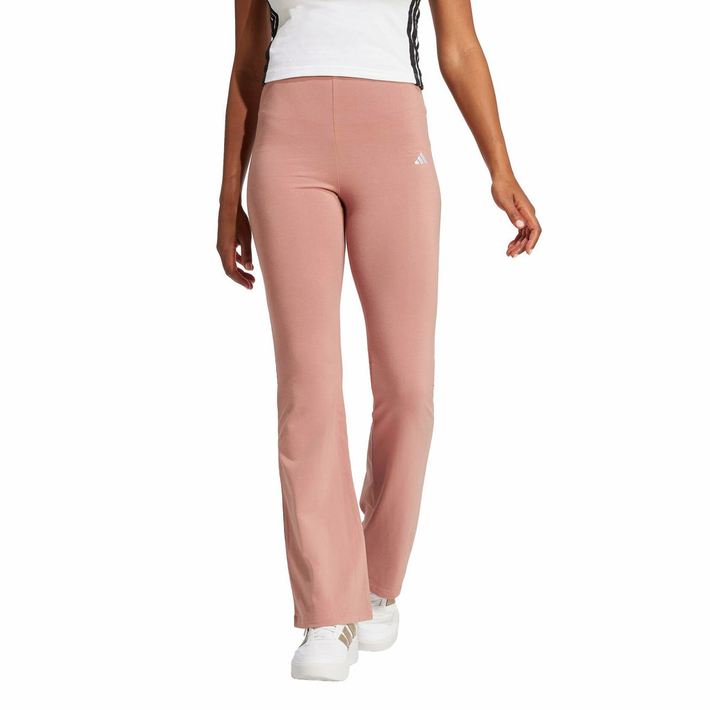 Adidas Womens Small Logo Single Jersey Flare Sportswear Leggings, Warm Clay/White, Medium