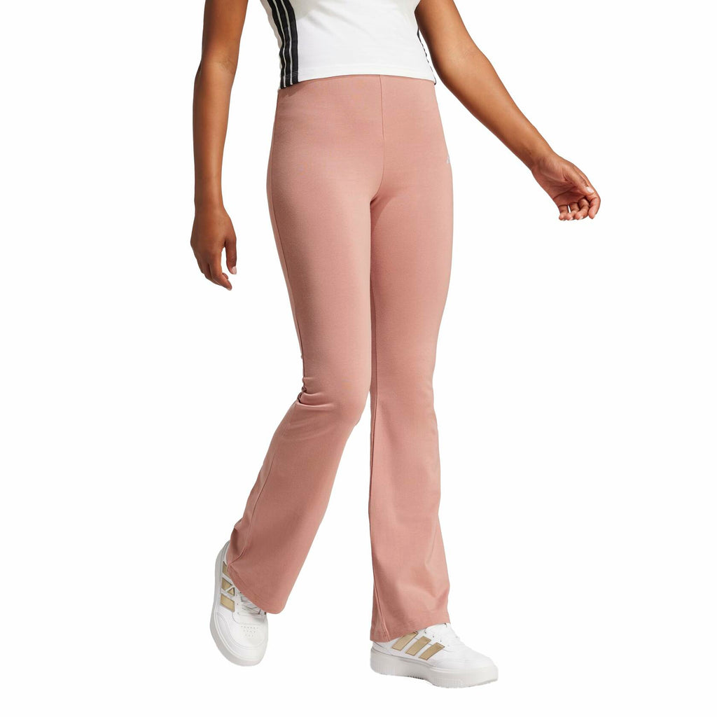 Adidas Womens Small Logo Single Jersey Flare Sportswear Leggings, Warm Clay/White, Medium