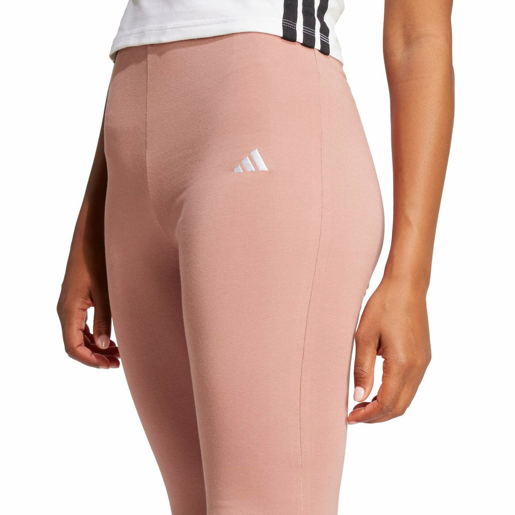 Adidas Womens Small Logo Single Jersey Flare Sportswear Leggings, Warm Clay/White, Medium