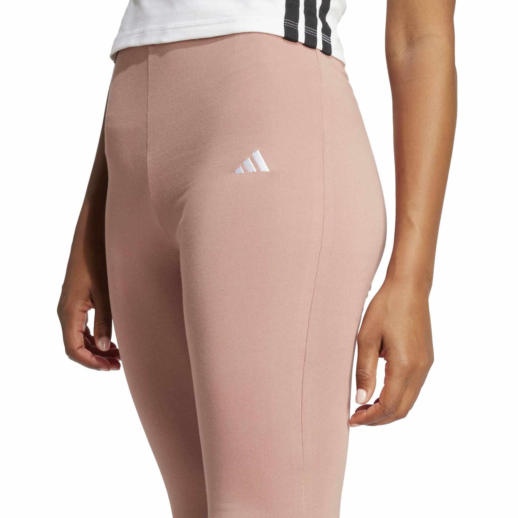 Adidas Womens Small Logo Single Jersey Flare Sportswear Leggings, Warm Clay/White, Medium