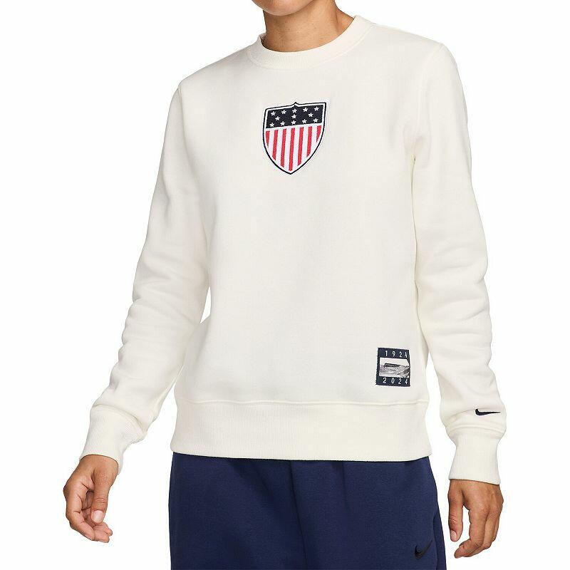 Women's Nike White Team USA Phoenix Fleece 1924 Pack Pullover Sweatshirt, Size: XS, Usa White
