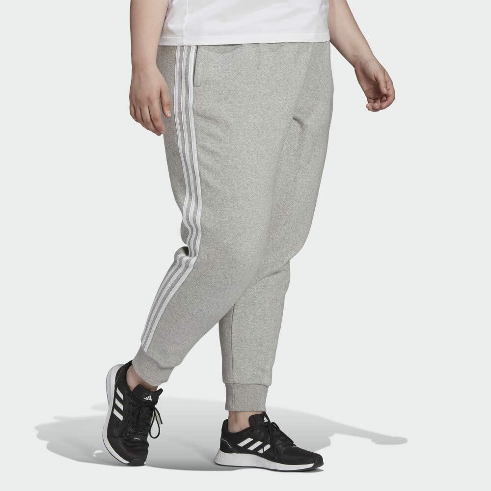 adidas Womens Essentials Slim Tapered Cuffed Pant Medium Grey Heather/White 1X
