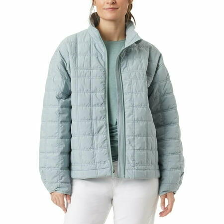Bass Outdoor Womens Oversized Spring Puffer Jacket - SILVER BLUE GREEN
