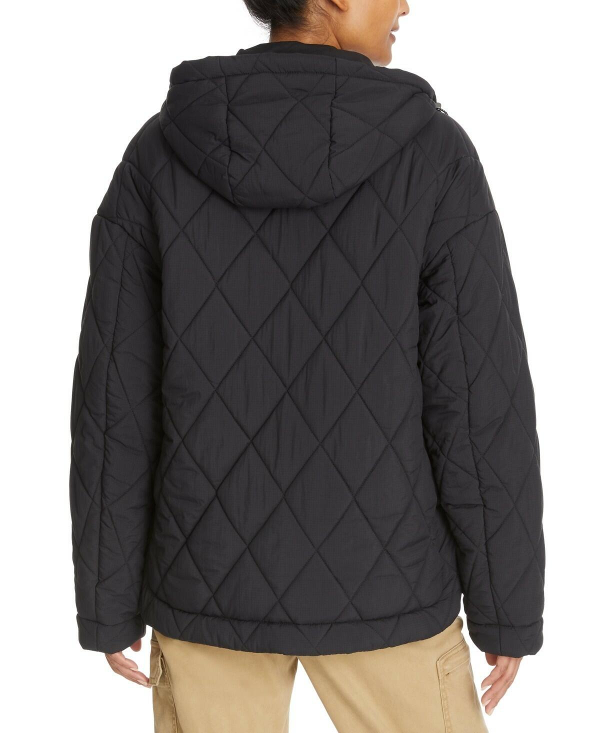 $139 Bass Outdoor Women's High-Low Quilted Outdoor Puffer, Black Beauty, XL, s, m
