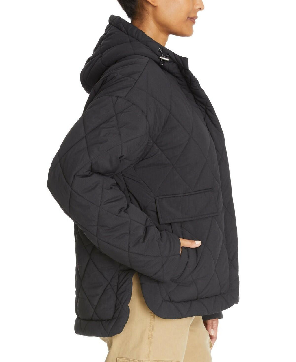 $139 Bass Outdoor Women's High-Low Quilted Outdoor Puffer, Black Beauty, XL, s, m