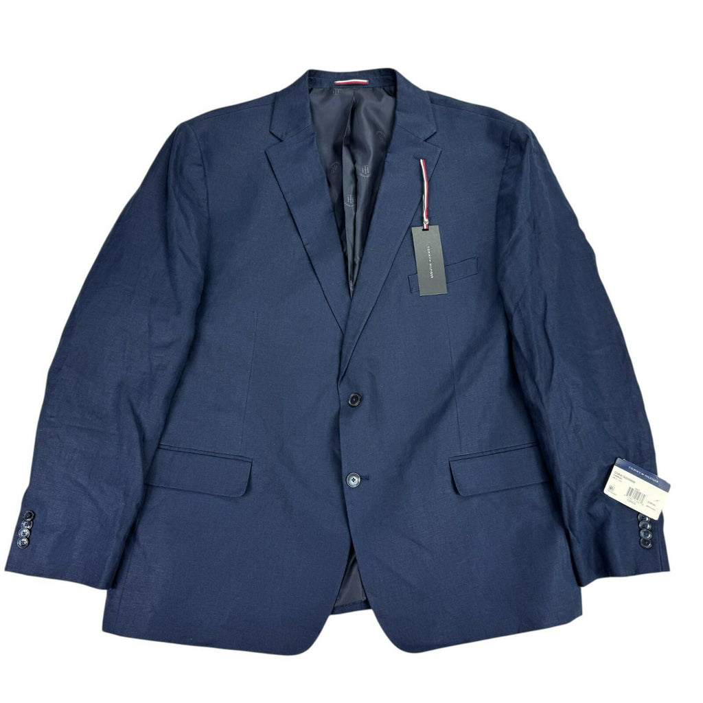 Tommy Hilfiger Mens Modern fit Sport Coat Blazer Navy Blue Solid linen