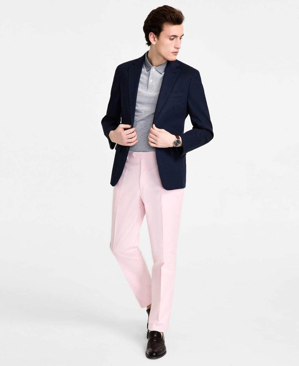 Tommy Hilfiger Mens Modern fit Sport Coat Blazer Navy Blue Solid linen