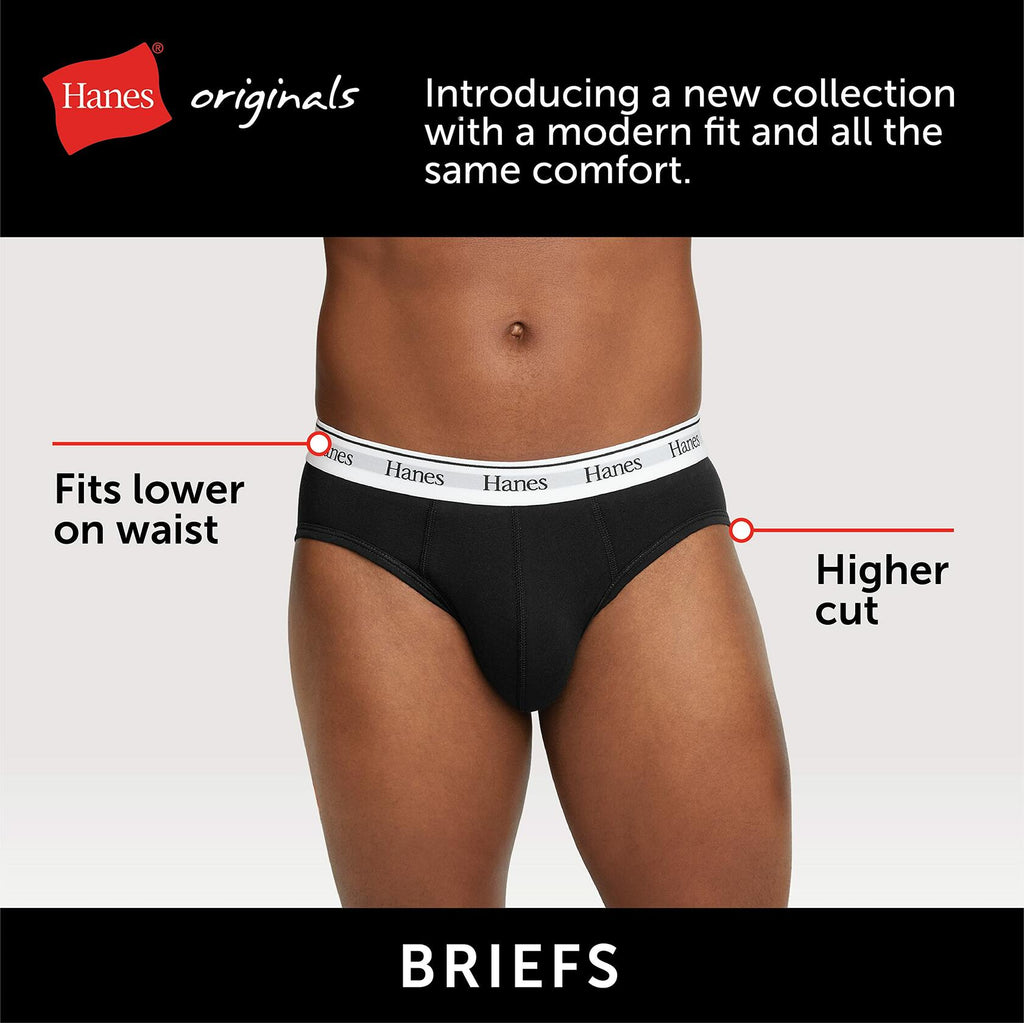 SIX PACK Hanes Originals Stretch Cotton Briefs Pack, Moisture-Wicking Underwear for Men