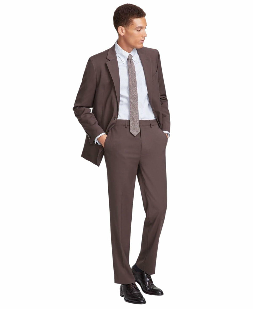 Nautica Mens Modern fit 2 Piece Suit 46 L / 41 Waist Brown Solid Stretch jacket