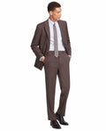 Nautica Mens Modern fit 2 Piece Suit 46 L / 41 Waist Brown Solid Stretch jacket