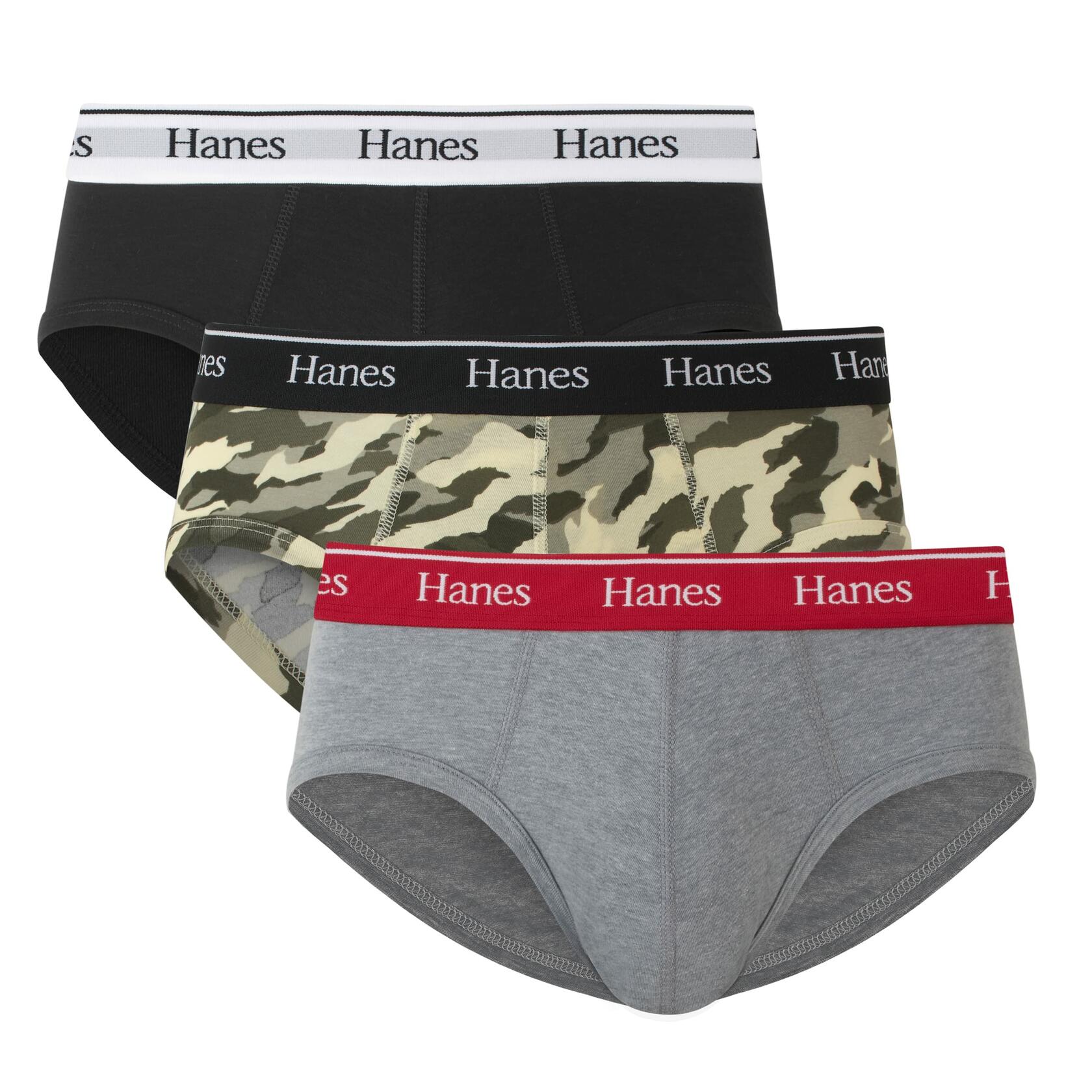 SIX PACK Hanes Originals Stretch Cotton Briefs Pack, Moisture-Wicking Underwear for Men