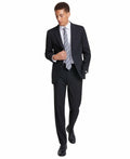 Nautica Mens Modern fit 2 Piece Suit 42 R / 36 Waist Black Striped Stretch