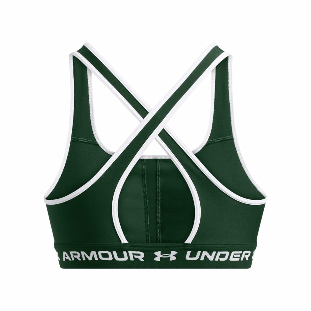 Under Armour Womens Crossback Mid Impact Sports Bra, (301) Forest Green/White/White, X-Large