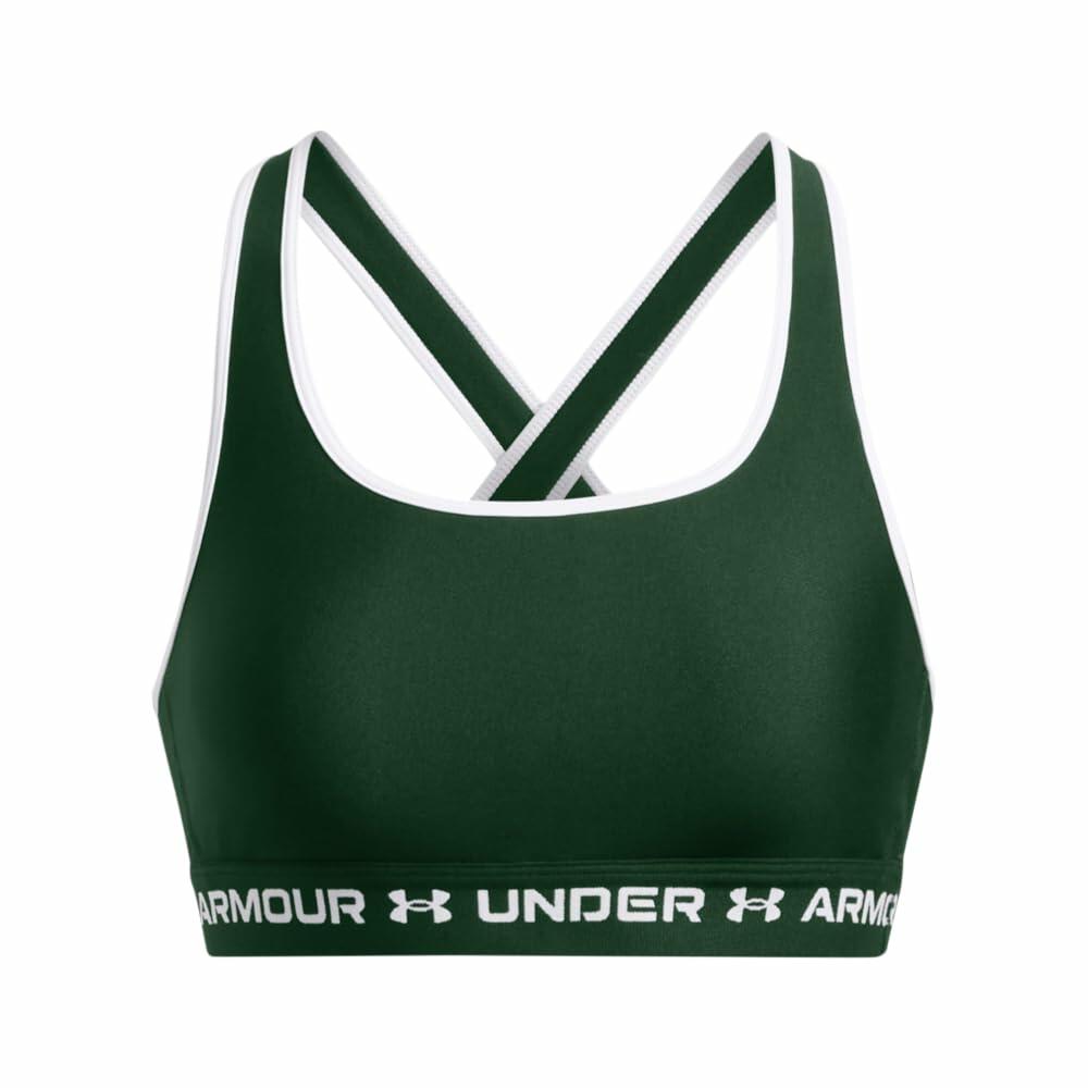 Under Armour Womens Crossback Mid Impact Sports Bra, (301) Forest Green/White/White, X-Large