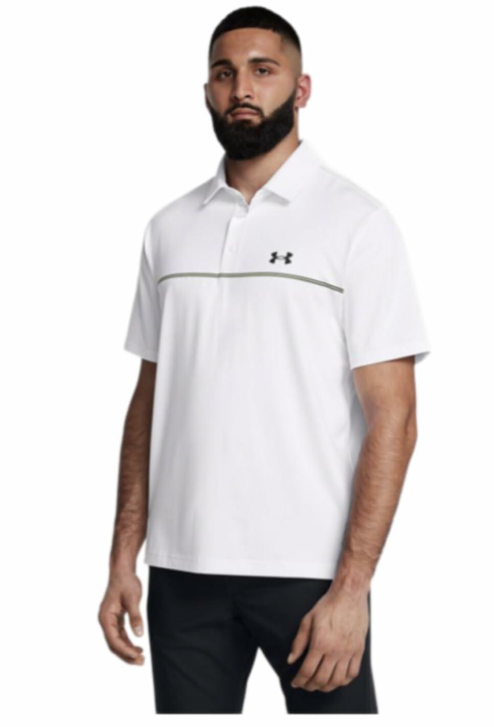 Under Armour Men's Standard Playoff 3.0 Polo, White/Retro Green/Black XL