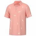 HUK Mens Pursuit Pattern Polo, Performance Short Sleeve Polo Shirt, Fresh Bones - Peach Nectar, XX-Large