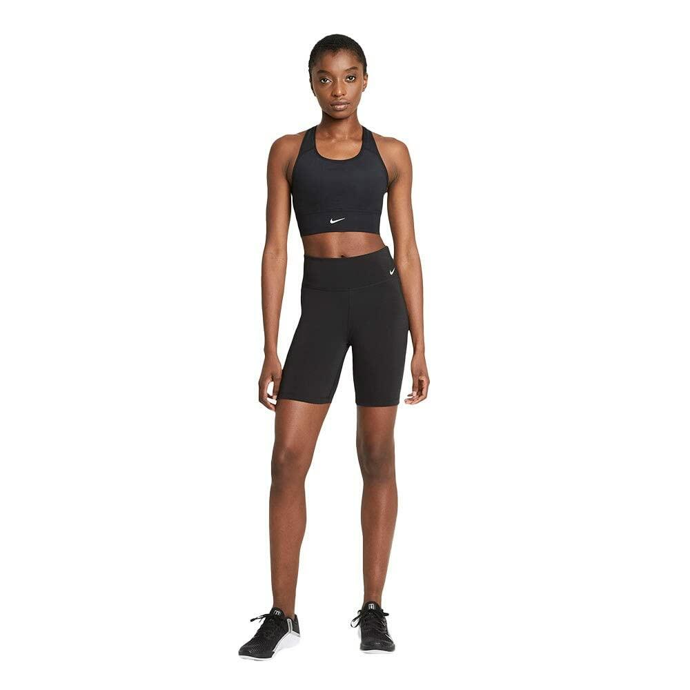 Nike Womens Swoosh Long LINE Bra CZ4496-010 Size S Black/White