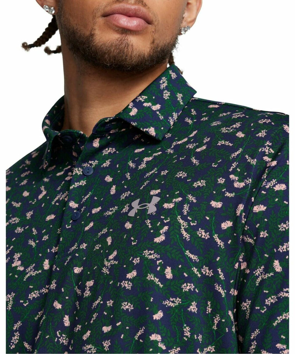 Under Armour Mens Playoff 3.0 Polo Midnight Navy/Forest Green/Flare Orange Regular