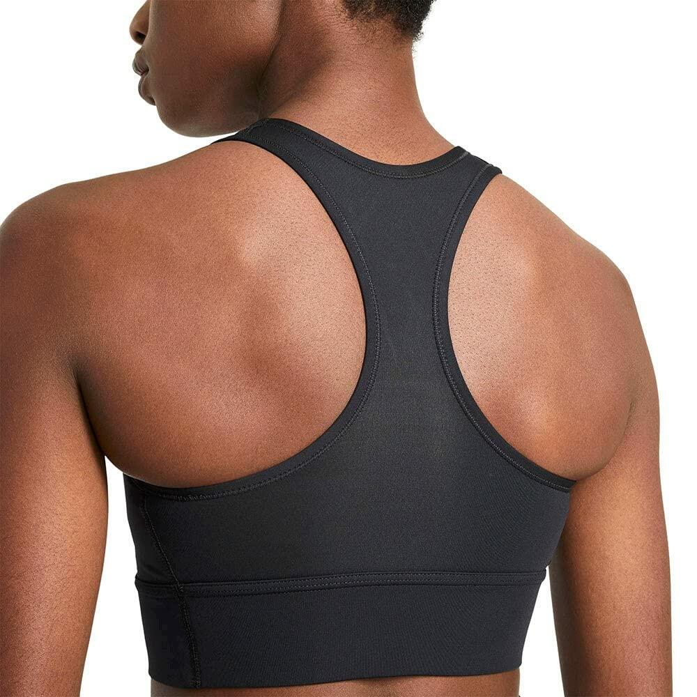 Nike Womens Swoosh Long LINE Bra CZ4496-010 Size S Black/White