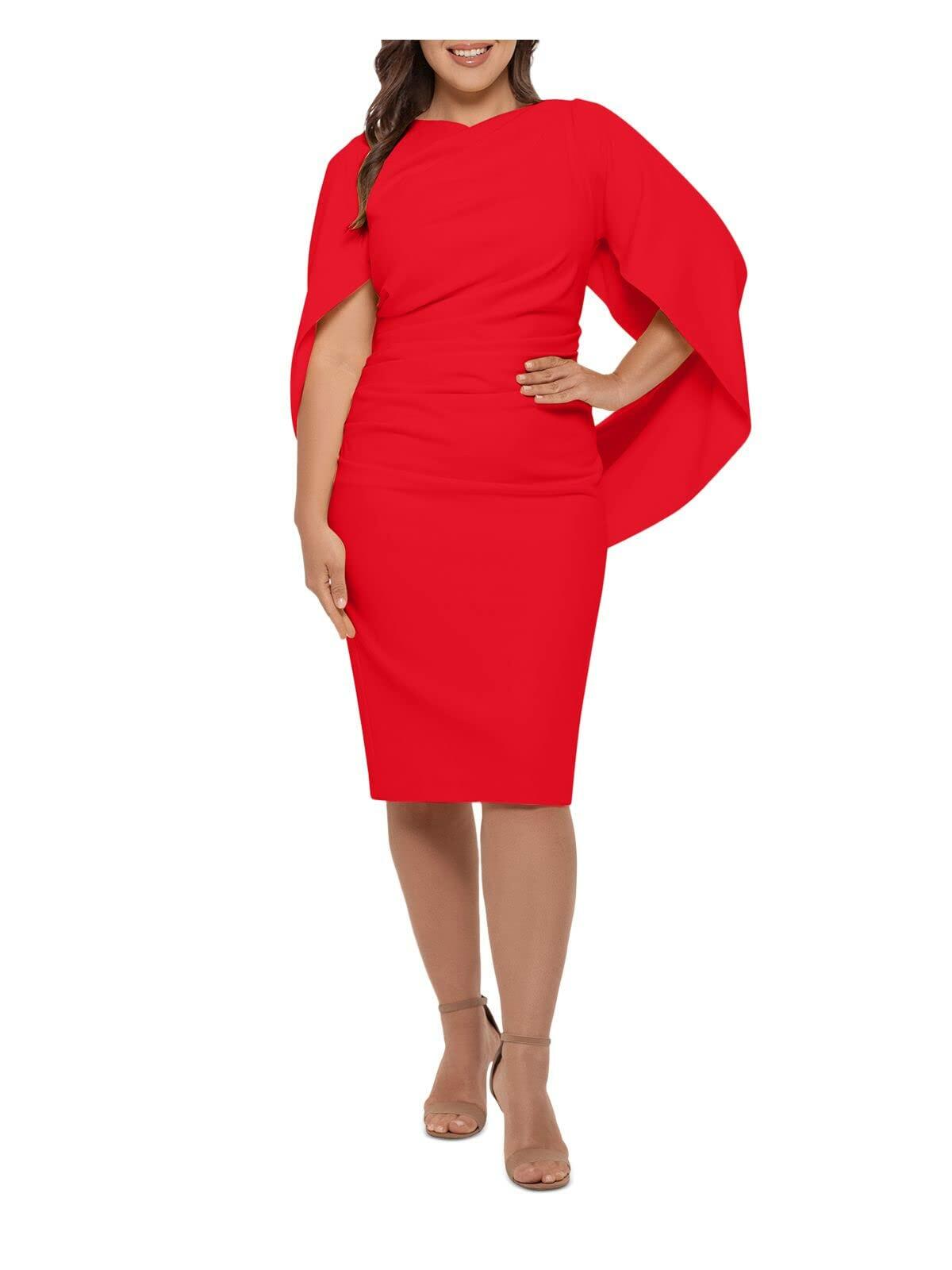 betsy and adam Scuba Crepe Drape Back Dress by A21207W knee length