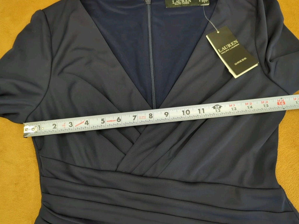 Lauren Ralph Lauren Women's Jersey Long Sleeve Dress, Navy Blue, SZ 6