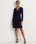Lauren Ralph Lauren Women's Jersey Long Sleeve Dress, Navy Blue, SZ 6
