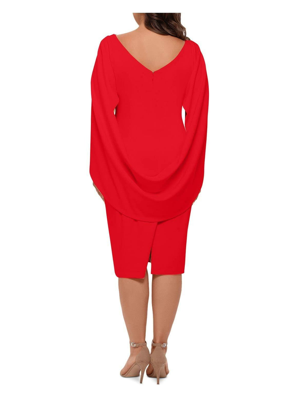 betsy and adam Scuba Crepe Drape Back Dress by A21207W knee length