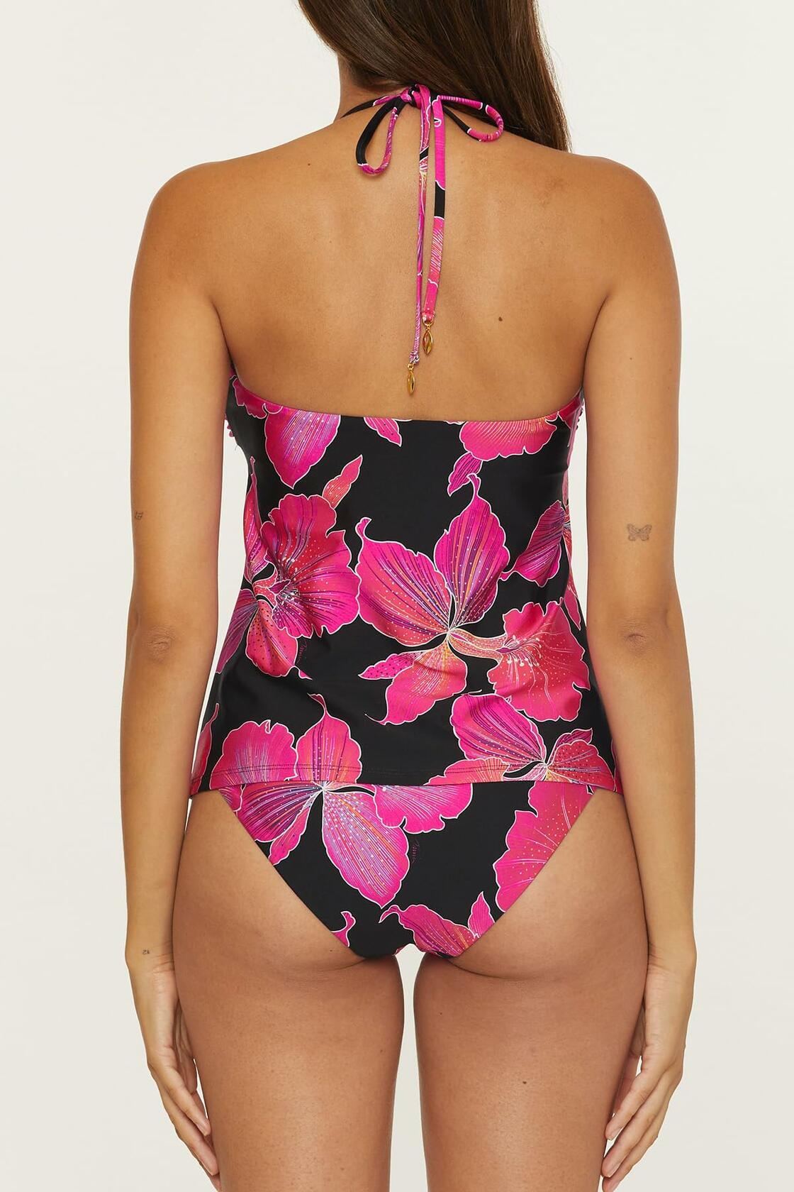 Trina Turk Fleury - Women's Chain Tankini, Plunge Neck, Floral Print, Beach Cover Ups for Women, Multicolor, 4