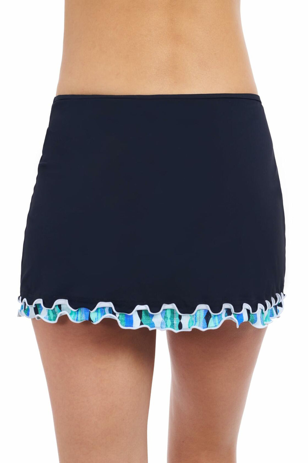 Profile by Gottex Women's Black Solid with Tricolore Side Slit Skirted Bottom with Tummy Control and Full Lining Essential