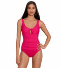 Lauren Ralph Lauren Women's Beach Club Solids Tie Front Underwire One Piece Swimsuit Orchid
