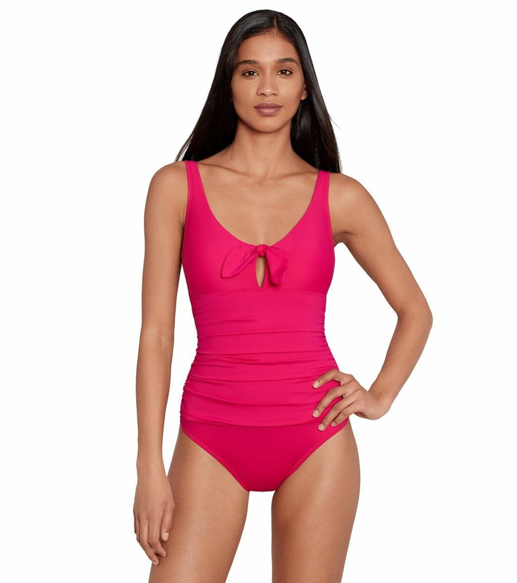Lauren Ralph Lauren Women's Beach Club Solids Tie Front Underwire One Piece Swimsuit Orchid