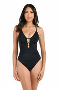 La Blanca Women's Standard Island Goddess Underwire One Piece Swimsuit, Black, 4