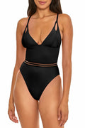 sold Isabella Rose Women's Standard Queensland High Leg One Piece Swimsuit, Plunge Neck, Bathing Suits, Black