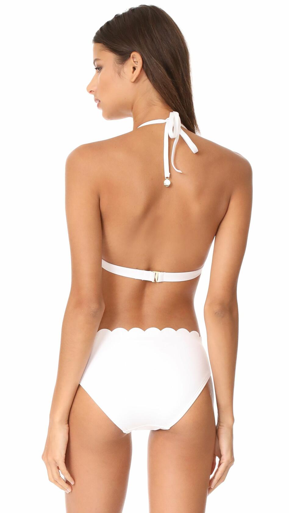 Kate Spade New York Women's Scalloped Triangle Bikini Top, White, X-Small