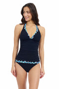 Profile by Gottex Women’s Solid Black with Tricolore Halter Neck Detail Tankini with Soft Cups and Full Lining Swim Essential