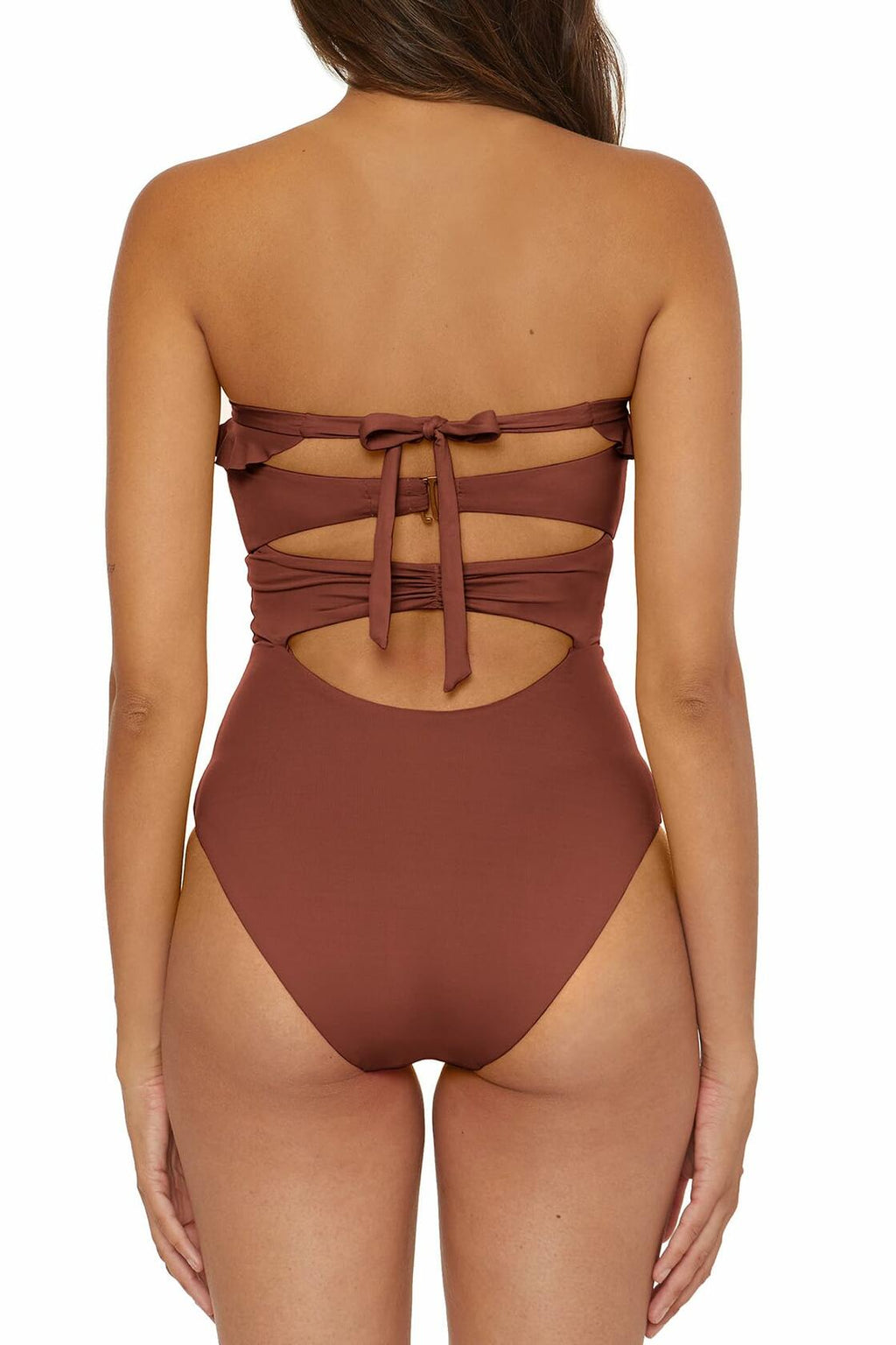 Soluna Women's One Piece Bandeau Swimsuit with Cut Out Neckline