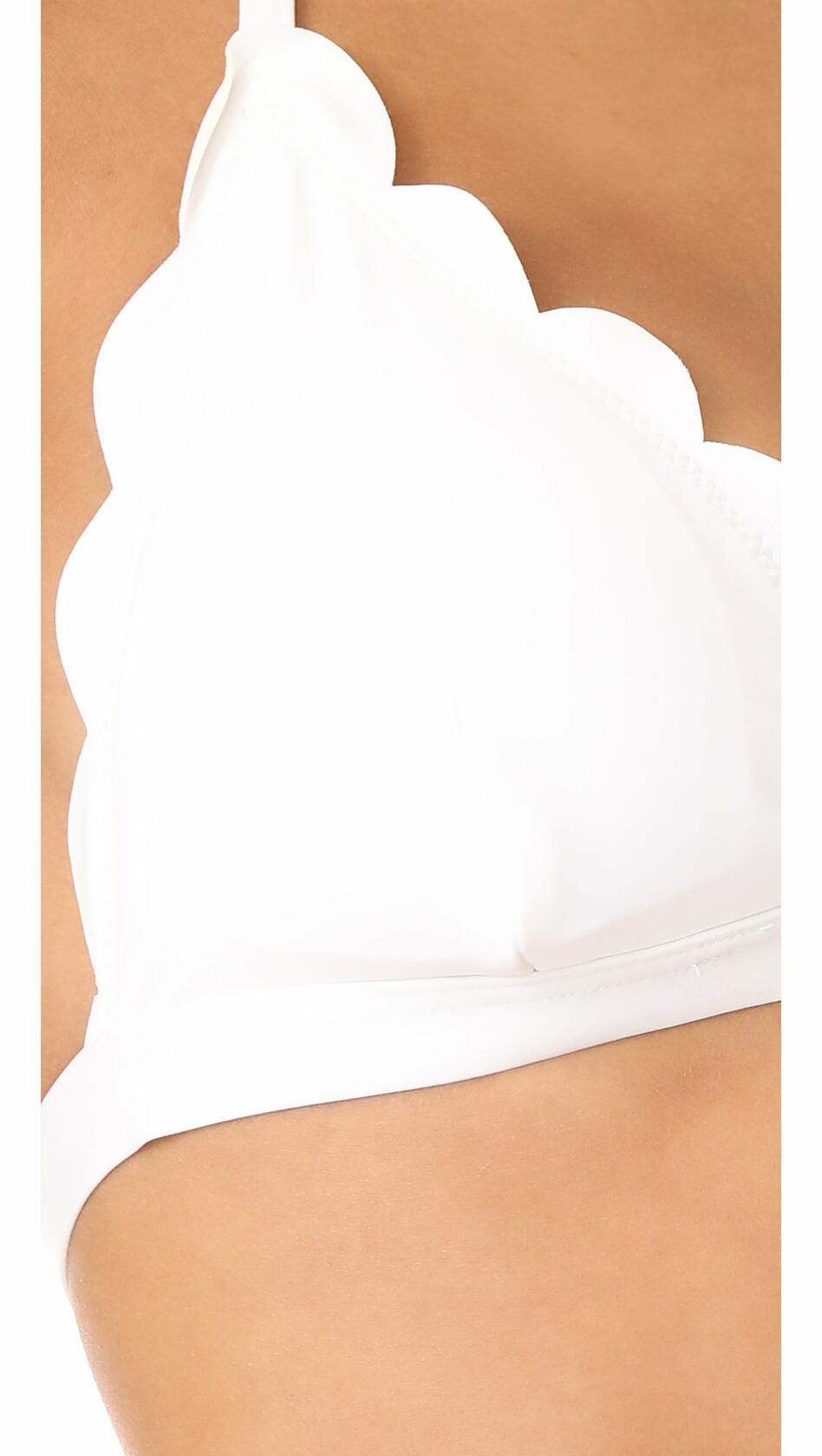 Kate Spade New York Women's Scalloped Triangle Bikini Top, White, X-Small