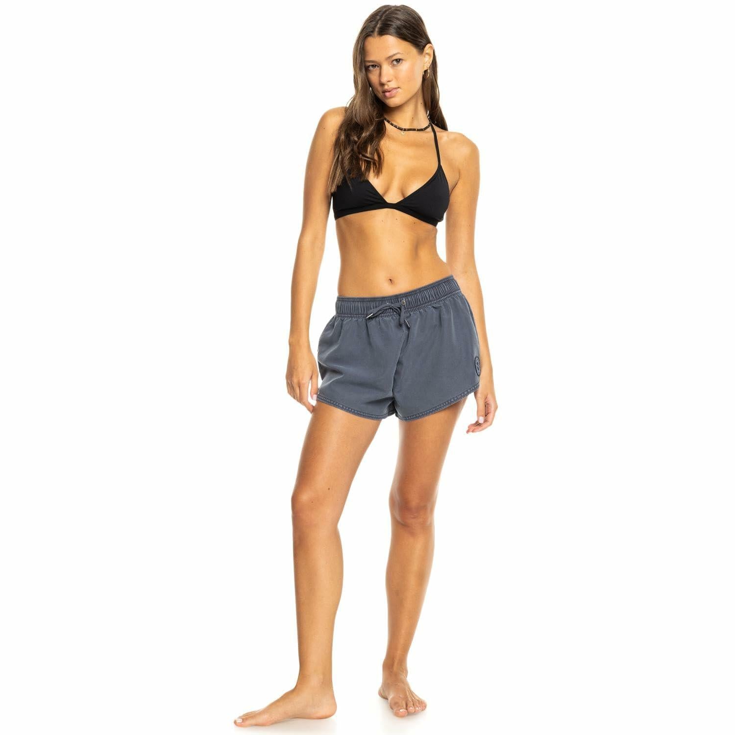 Roxy Women's Beach Shorts – Loose Fitted, Elastic Waist Drawcord Swim Shorts, Quick-Dry Board Shorts, Marine, Medium