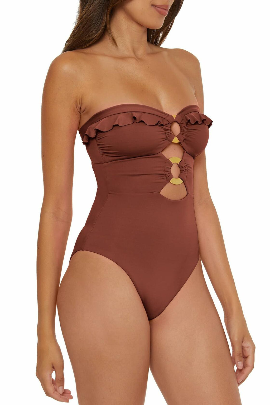 Soluna Women's One Piece Bandeau Swimsuit with Cut Out Neckline