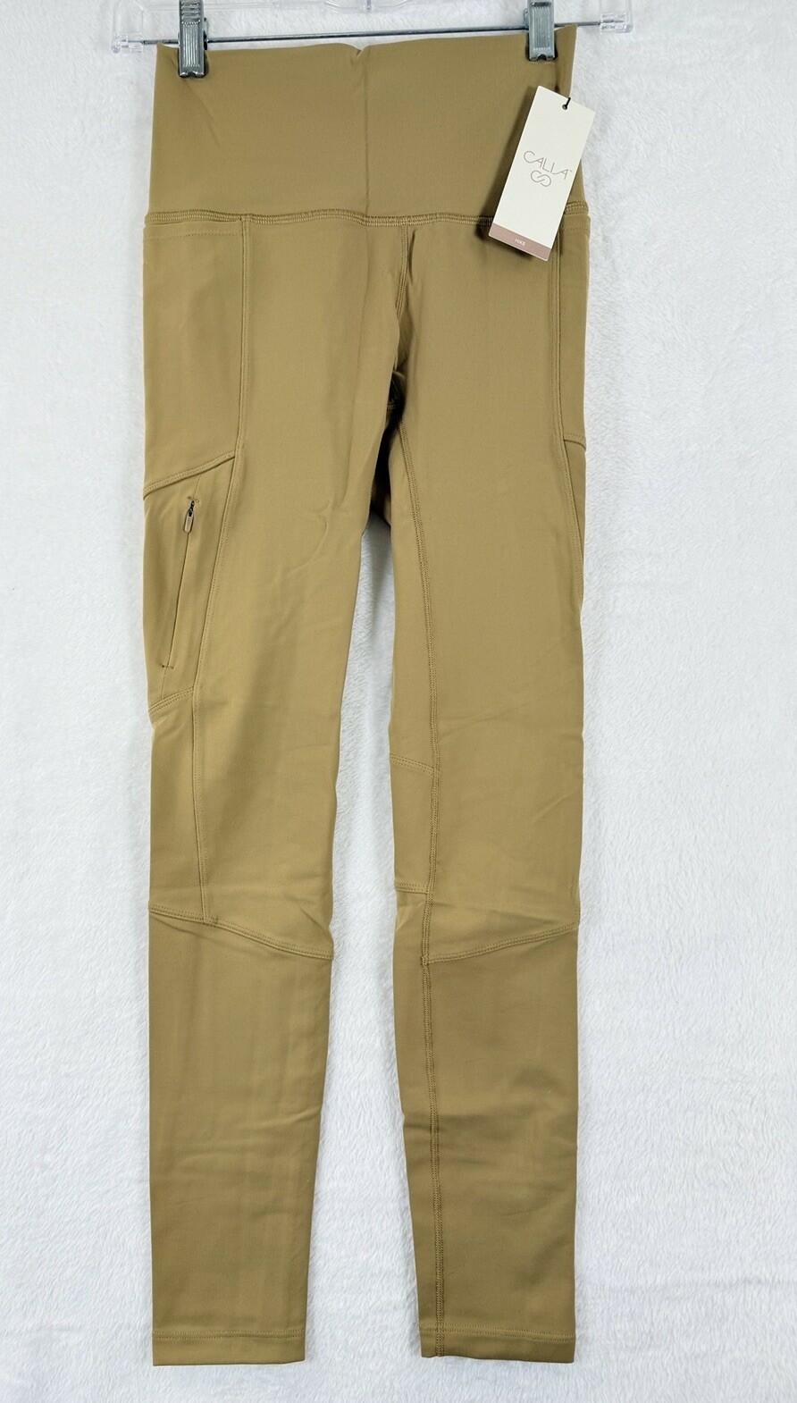 Calia Leggings High Rise Full Length Hike Tan Brown Pockets Workout Women New