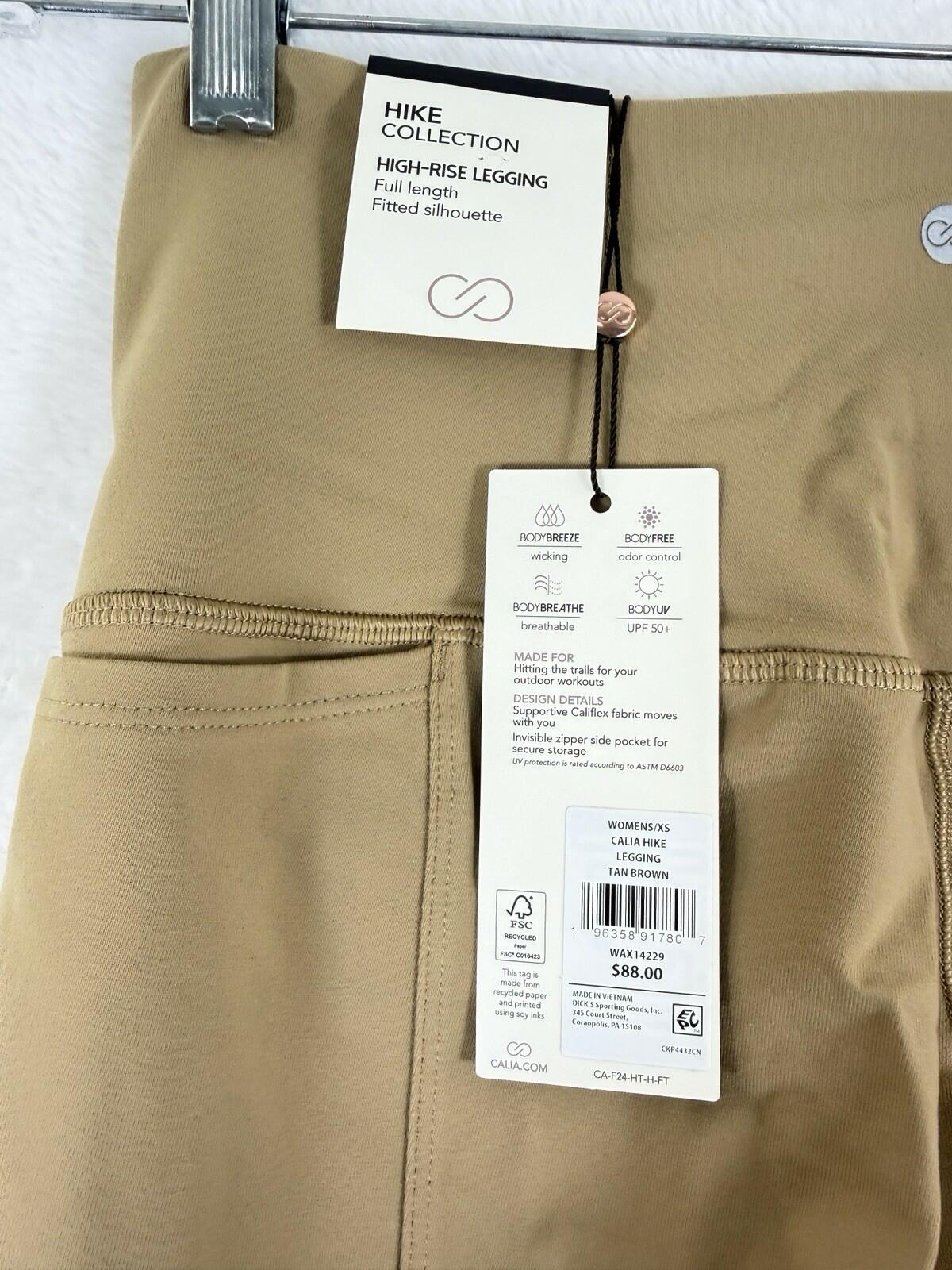 Calia Leggings High Rise Full Length Hike Tan Brown Pockets Workout Women New