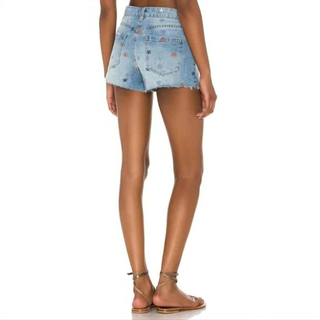 Blanknyc Star Embroidered Denim Shorts in Born In The Usa