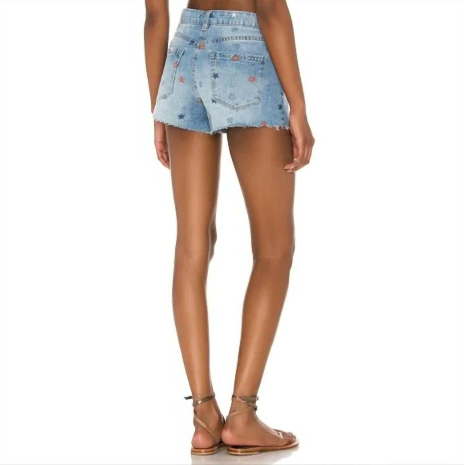 Blanknyc Star Embroidered Denim Shorts in Born In The Usa