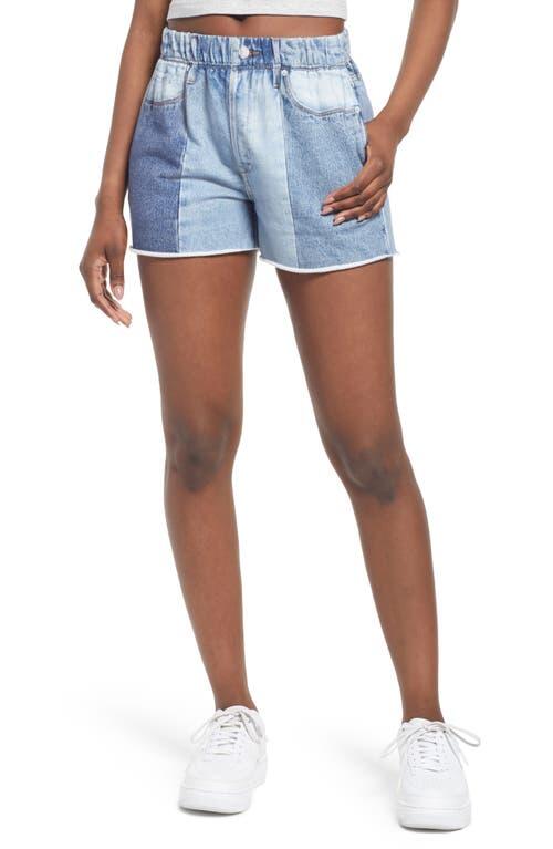BLANKNYC Colorblock Denim & French Terry Pull-On Shorts in Drop The Mic at Nordstrom, Size Small