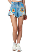 [BLANKNYC] Women's Five Pocket Hi Rise Cut Off Denim Shorts, Fashionable & Stylish, The Barrow, Wildest Rhythm, 27