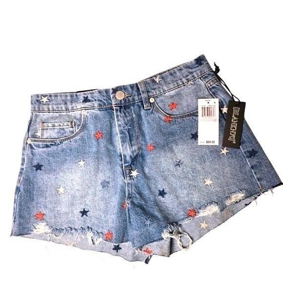 Blanknyc Star Embroidered Denim Shorts in Born In The Usa