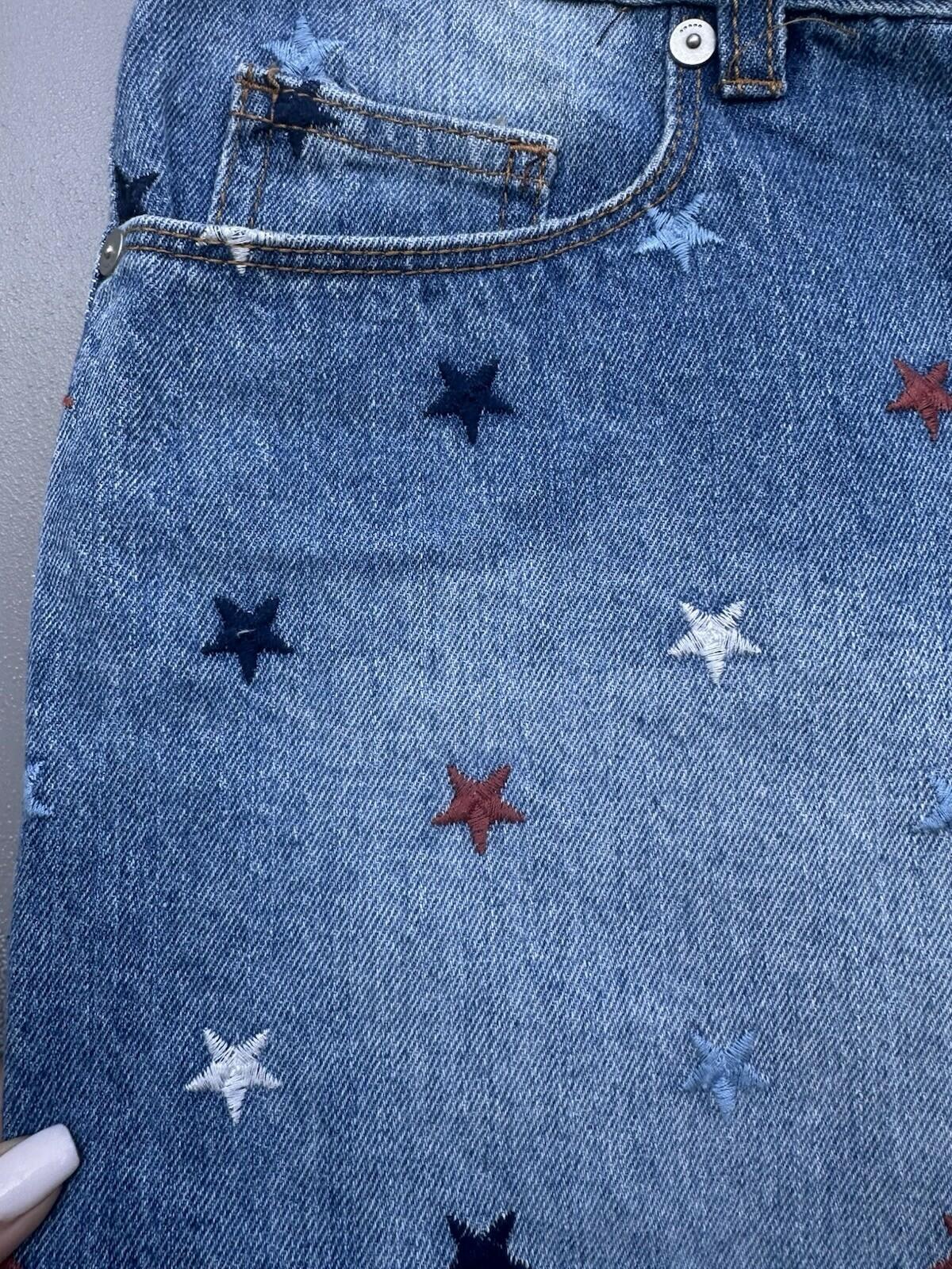 Blanknyc Star Embroidered Denim Shorts in Born In The Usa