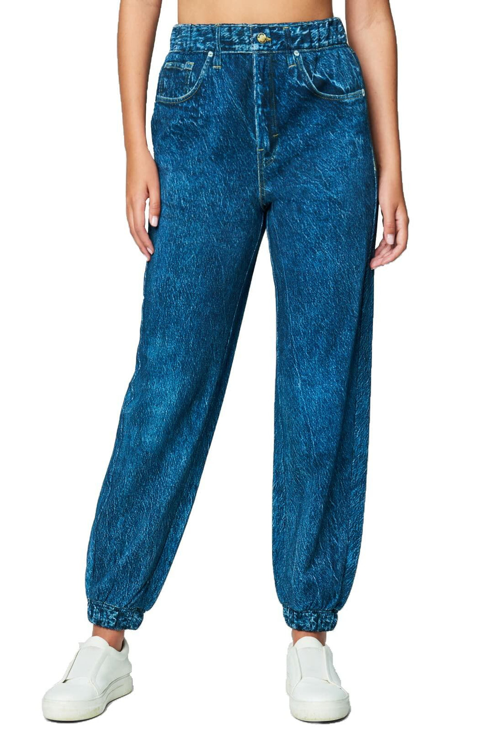 [BLANKNYC] Womens French Terry Printed Jogger Jeans, Blue, X-Small US